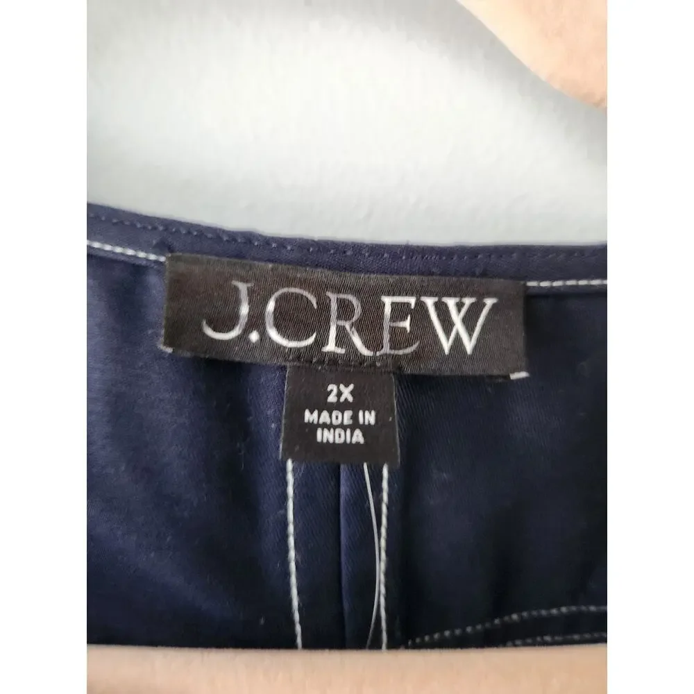 NWT J. Crew Patch-Pocket Pullover Dress In Structured Cotton Poplin Navy 2X